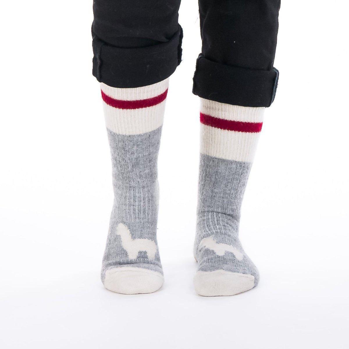 Bas en laine d'alpaga Tradition Gris - Fait au Québec - Boutique Equinoxe