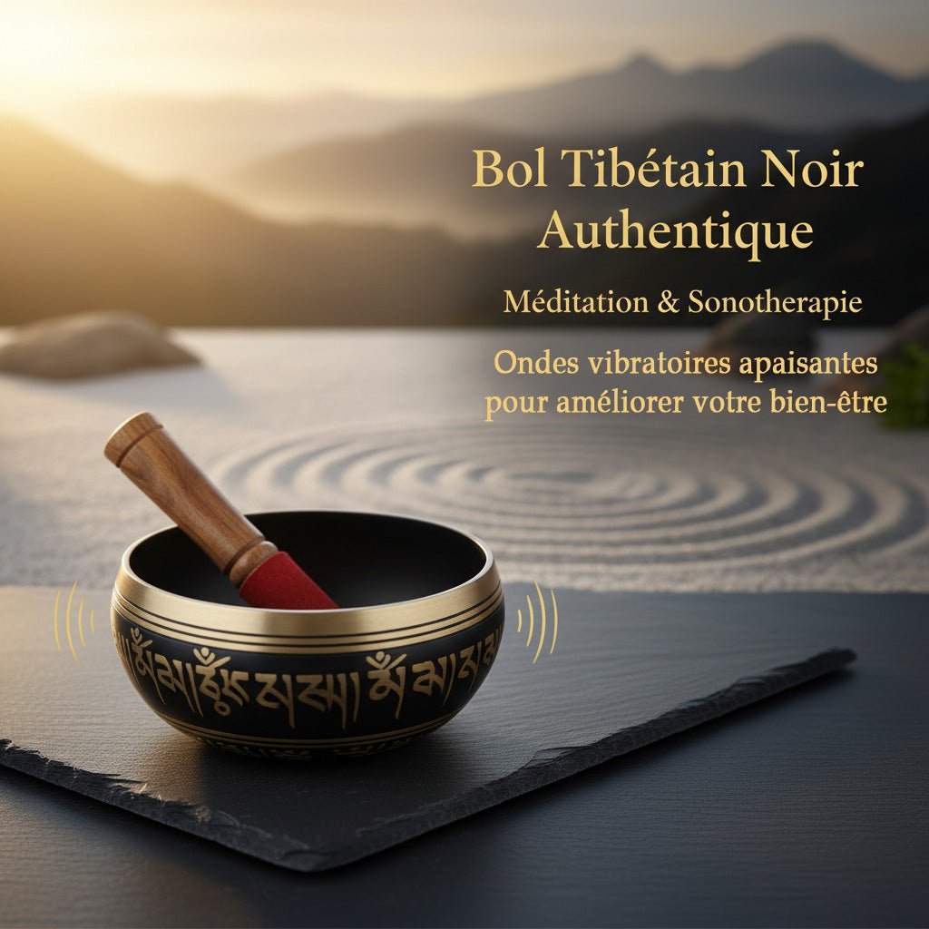 Bol tibétain Noir - Boutique Equinoxe