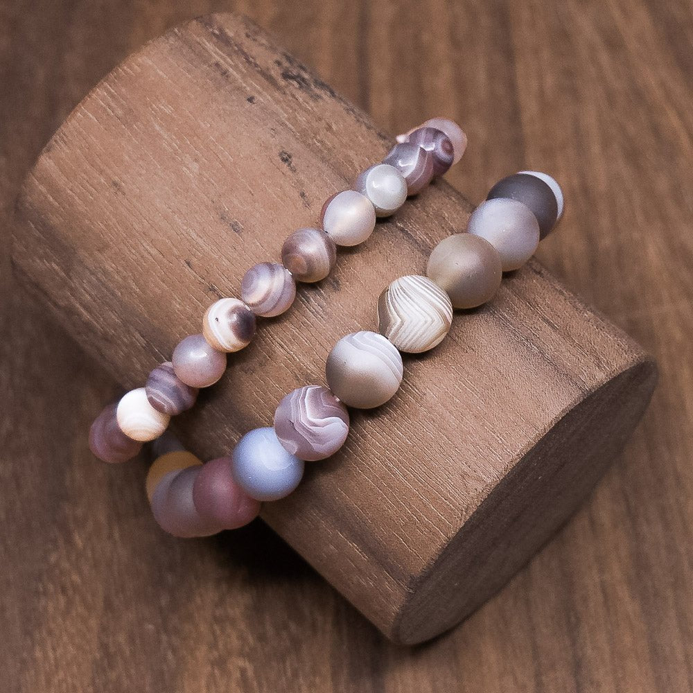 Bracelet en Agate Botswana givré - Boutique Equinoxe
