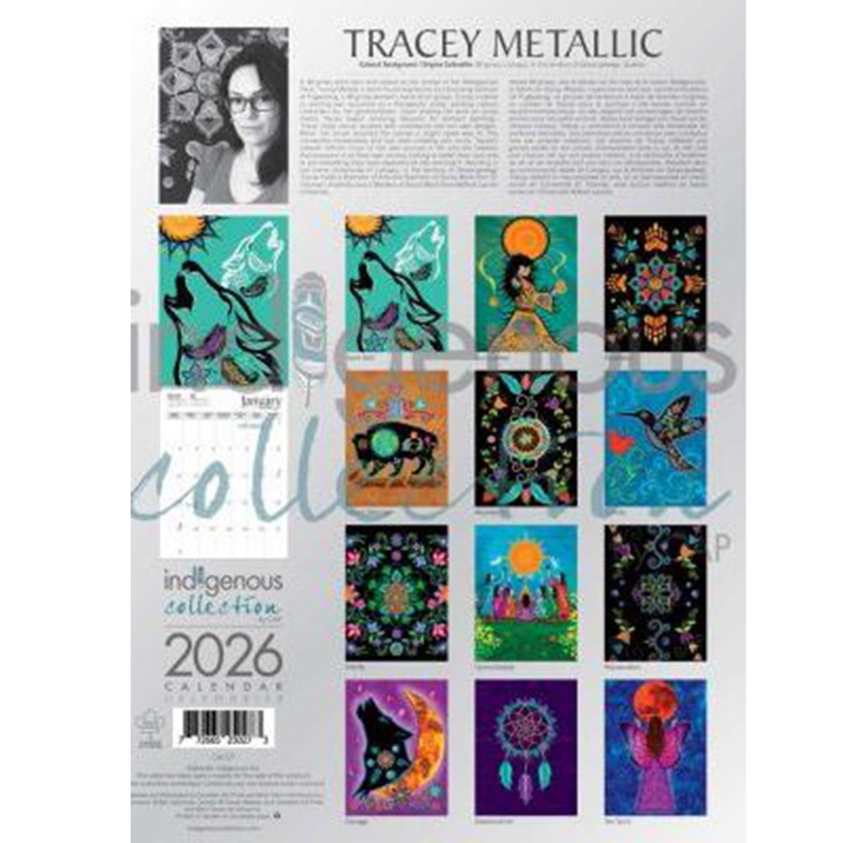 Calendrier 2026, peintures par Tracey Metallic, art autochtone - Boutique Equinoxe