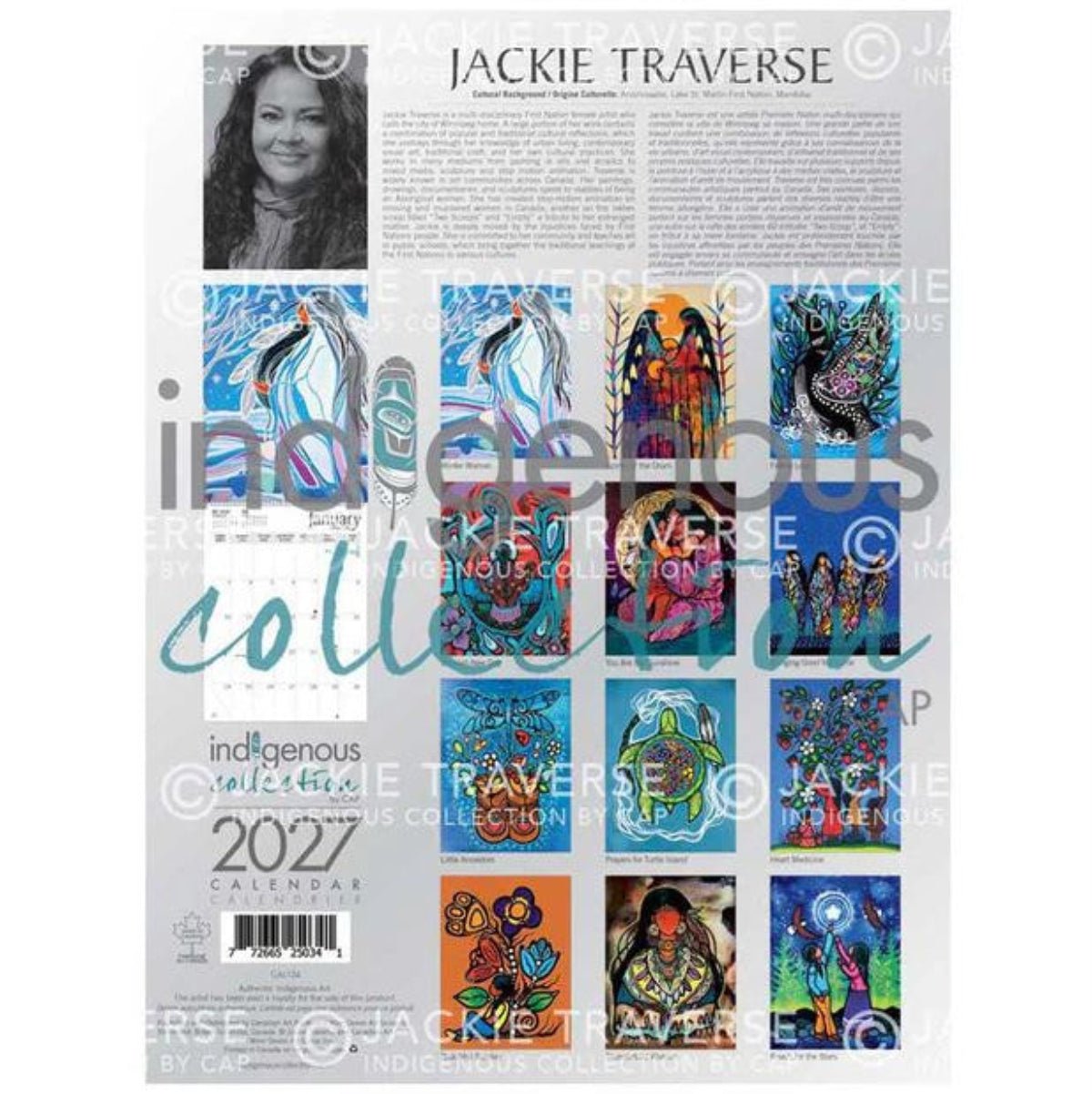 Calendrier 2027, Peintures par Jackie Traverse, art autochtone - Boutique Equinoxe