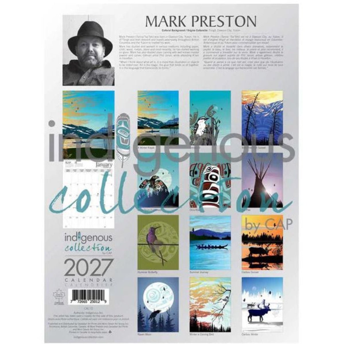 Calendrier 2027, Peintures par Mark Preston, Art Autochtone - Boutique Equinoxe