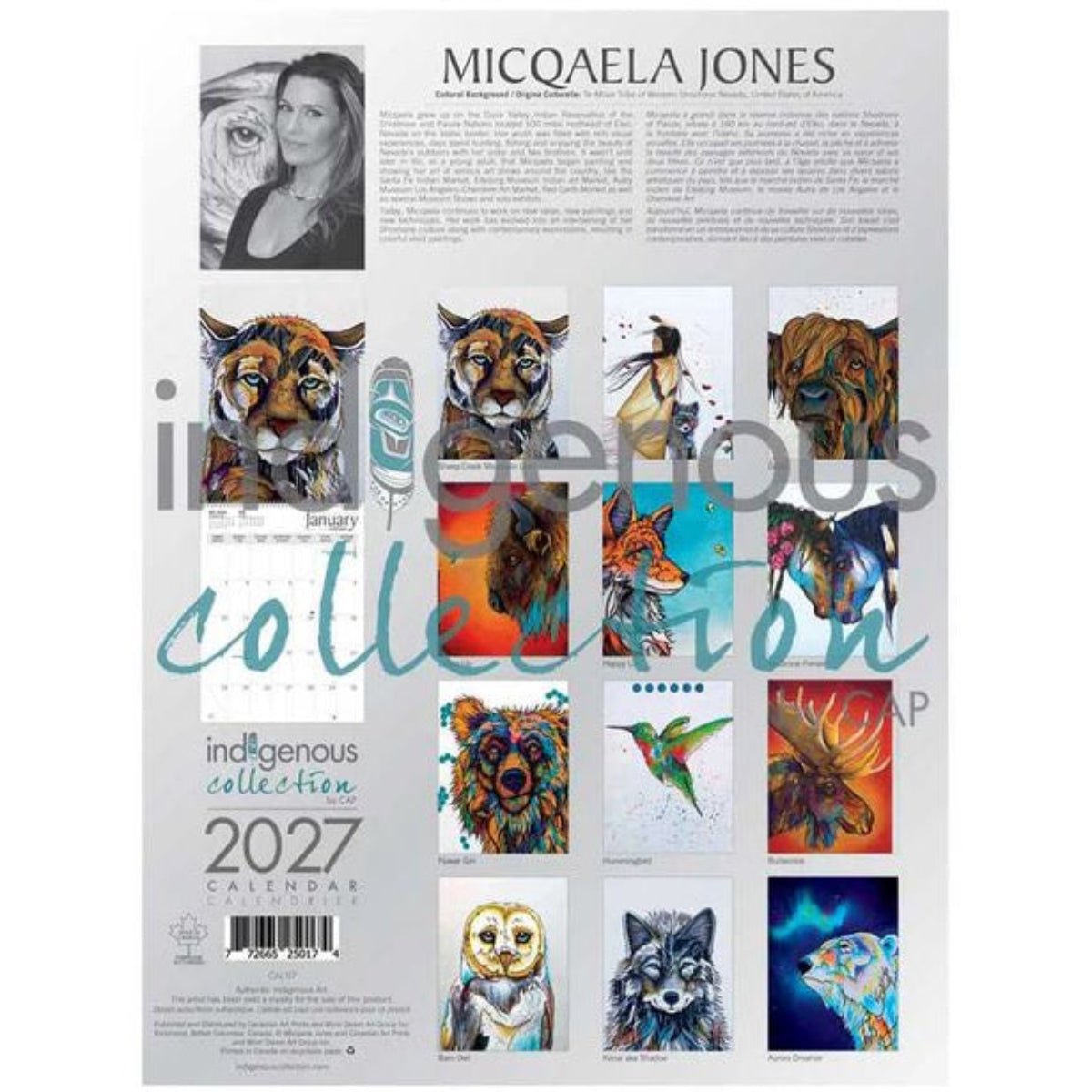 Calendrier 2027, peintures par Micqaela Jones, art autochtone - Boutique Equinoxe
