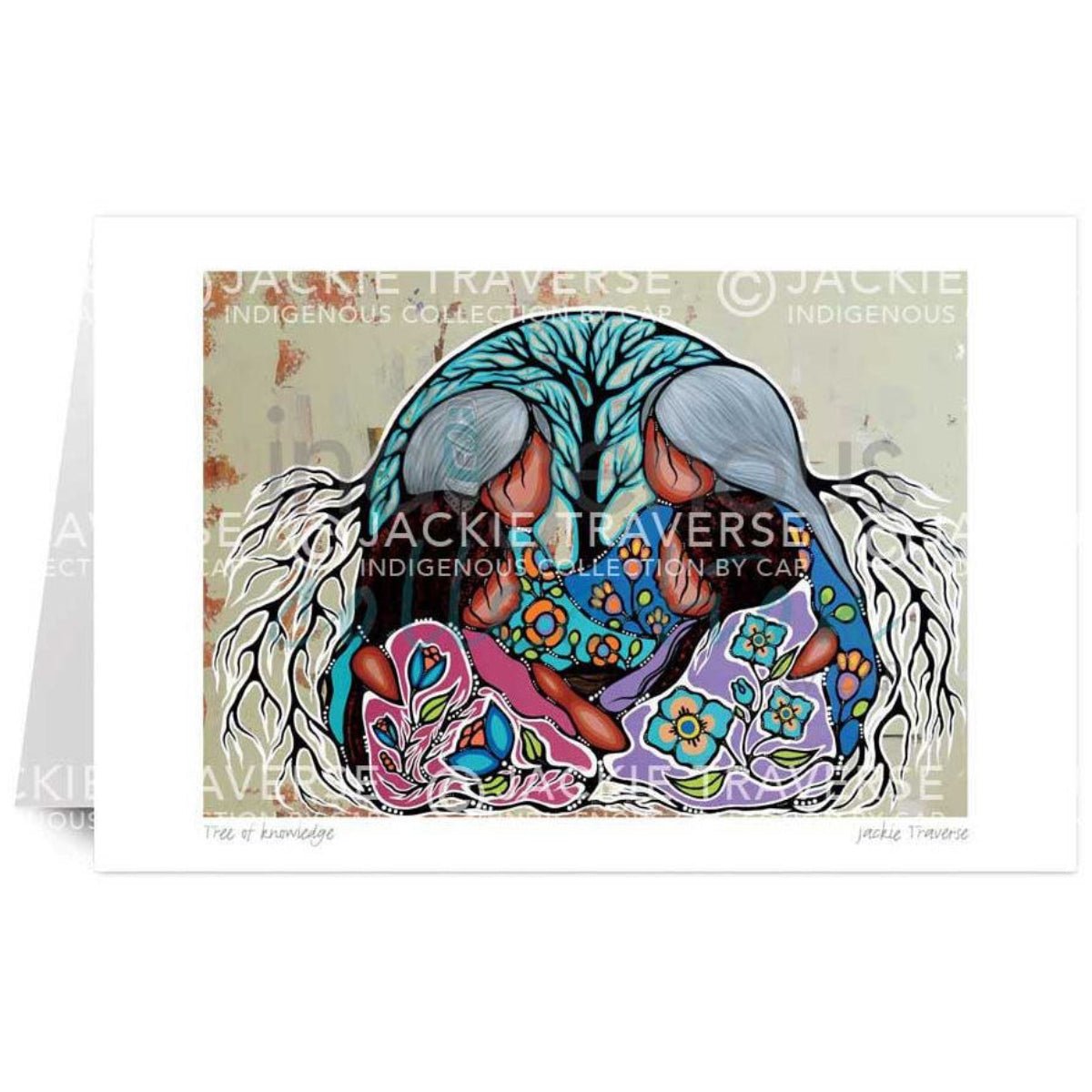 Carte de souhait L'Arbre des Connaissances par Jackie Traverse, art autochtone - Boutique Equinoxe