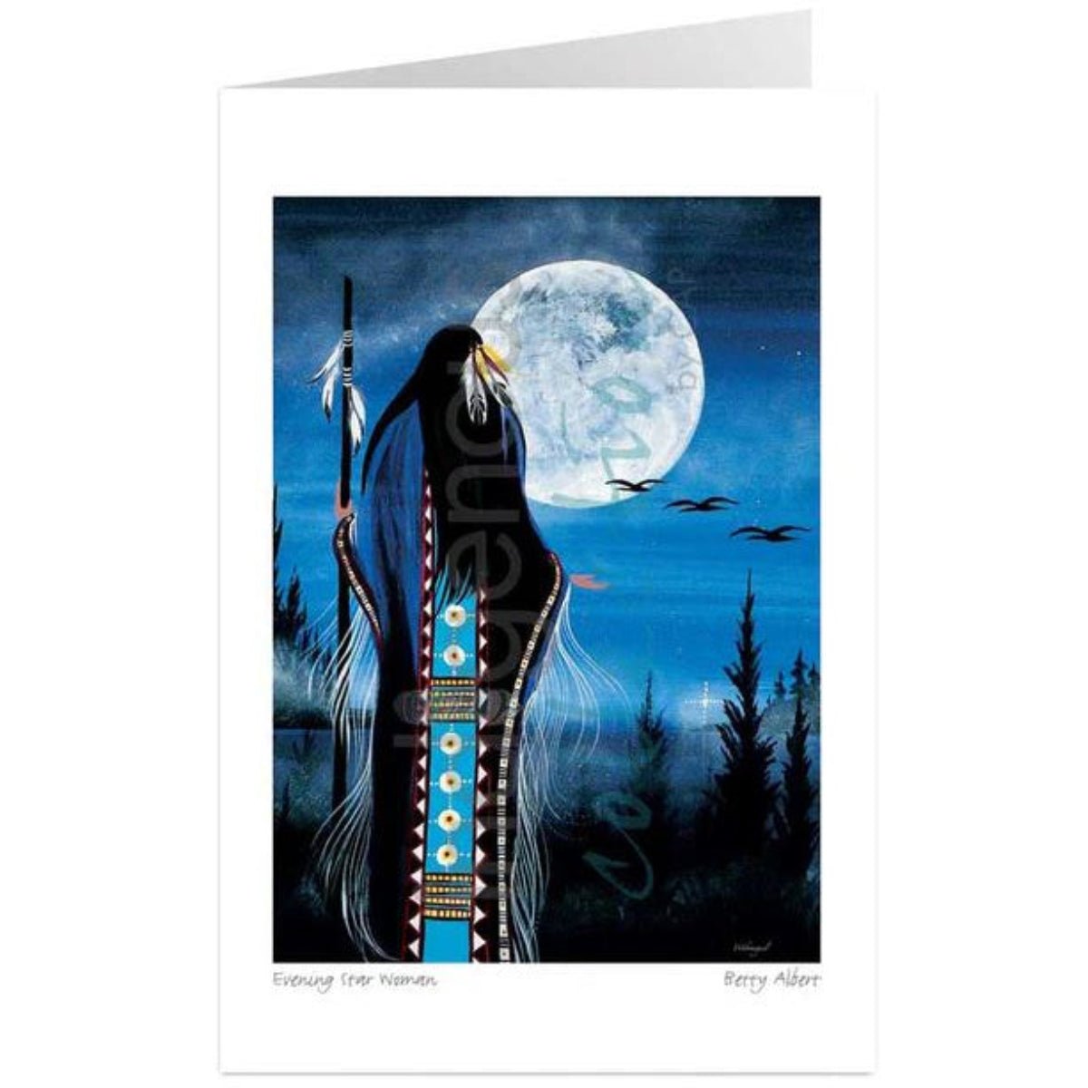 Carte de Souhaits, Femme et l'Étoile du Soir de Betty Albert - Boutique Equinoxe