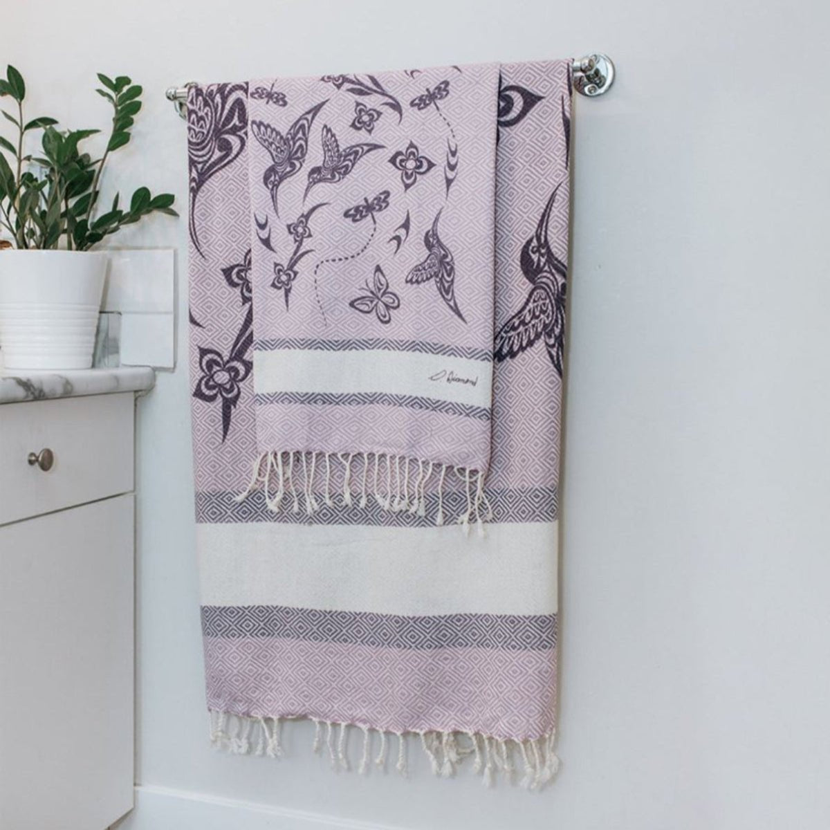 Châle / Serviette de bain en coton, art autochtone - Boutique Equinoxe