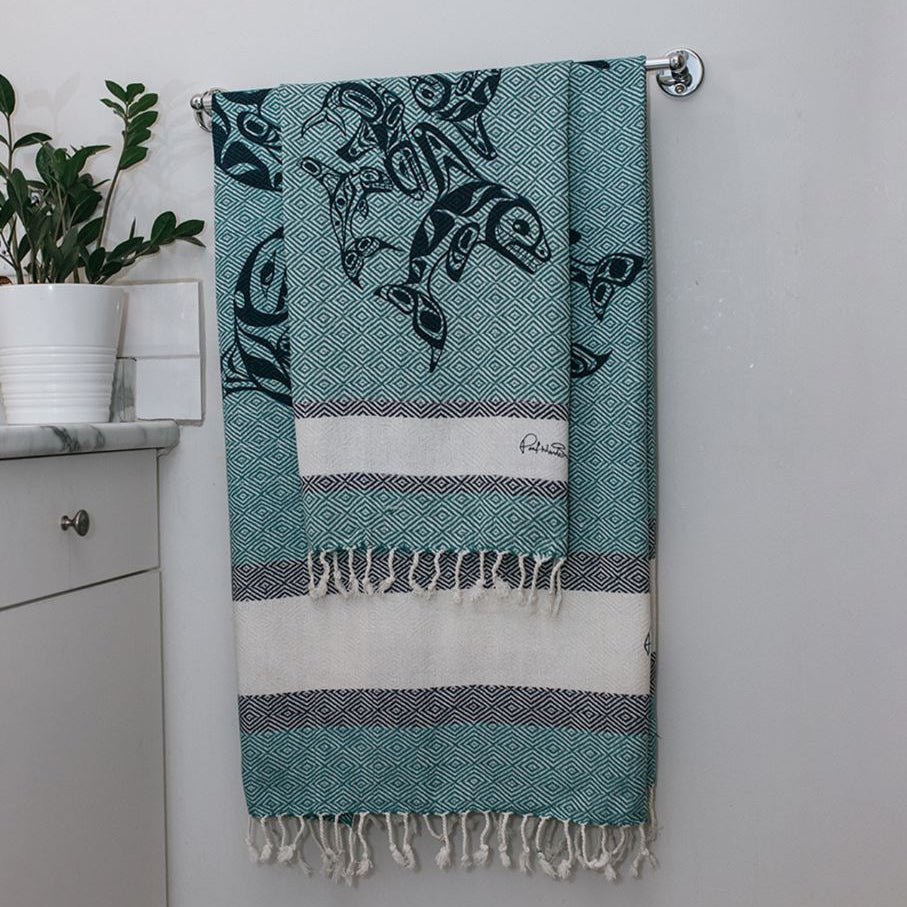 Châle / Serviette de bain en coton, art autochtone - Boutique Equinoxe