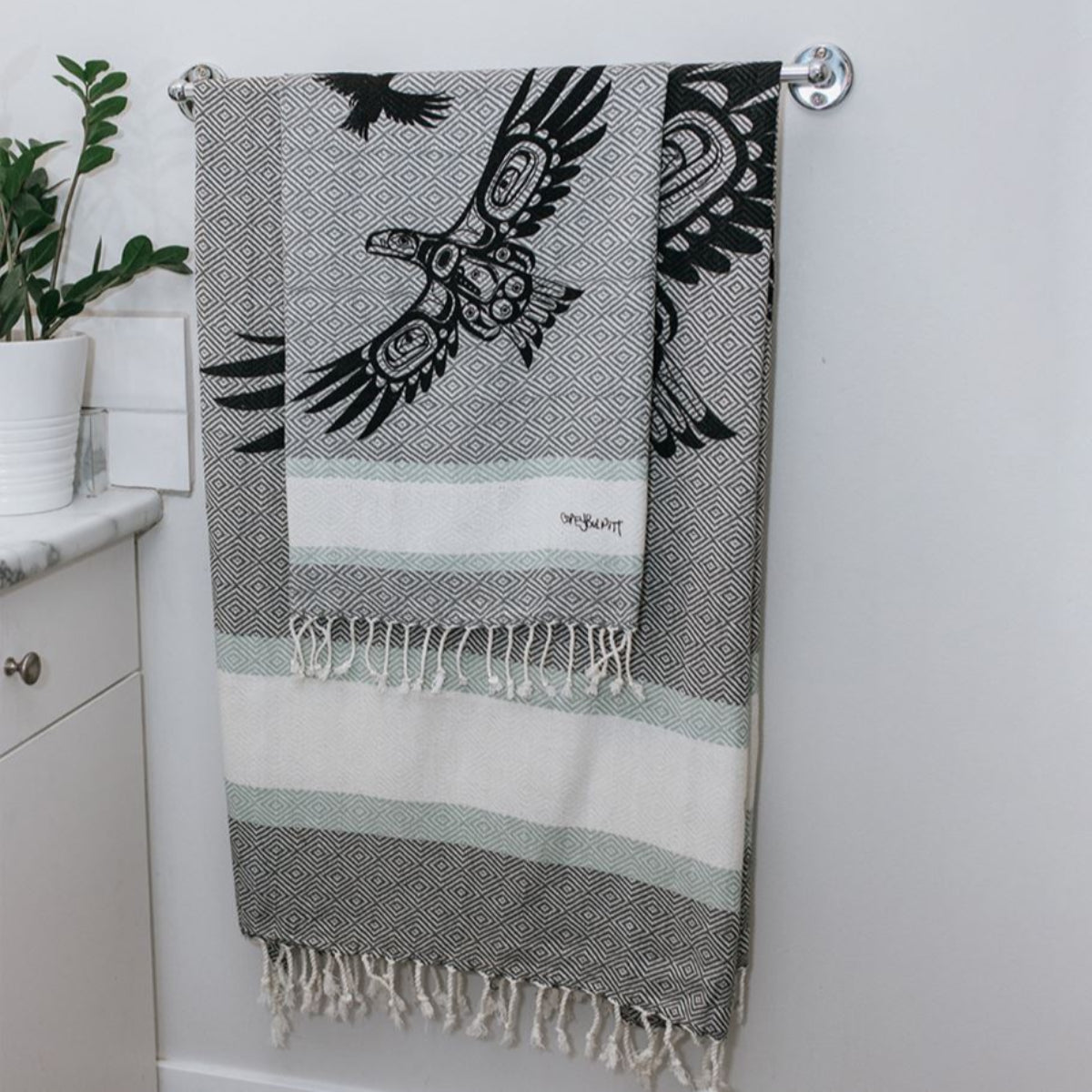 Châle / Serviette de bain en coton, art autochtone - Boutique Equinoxe