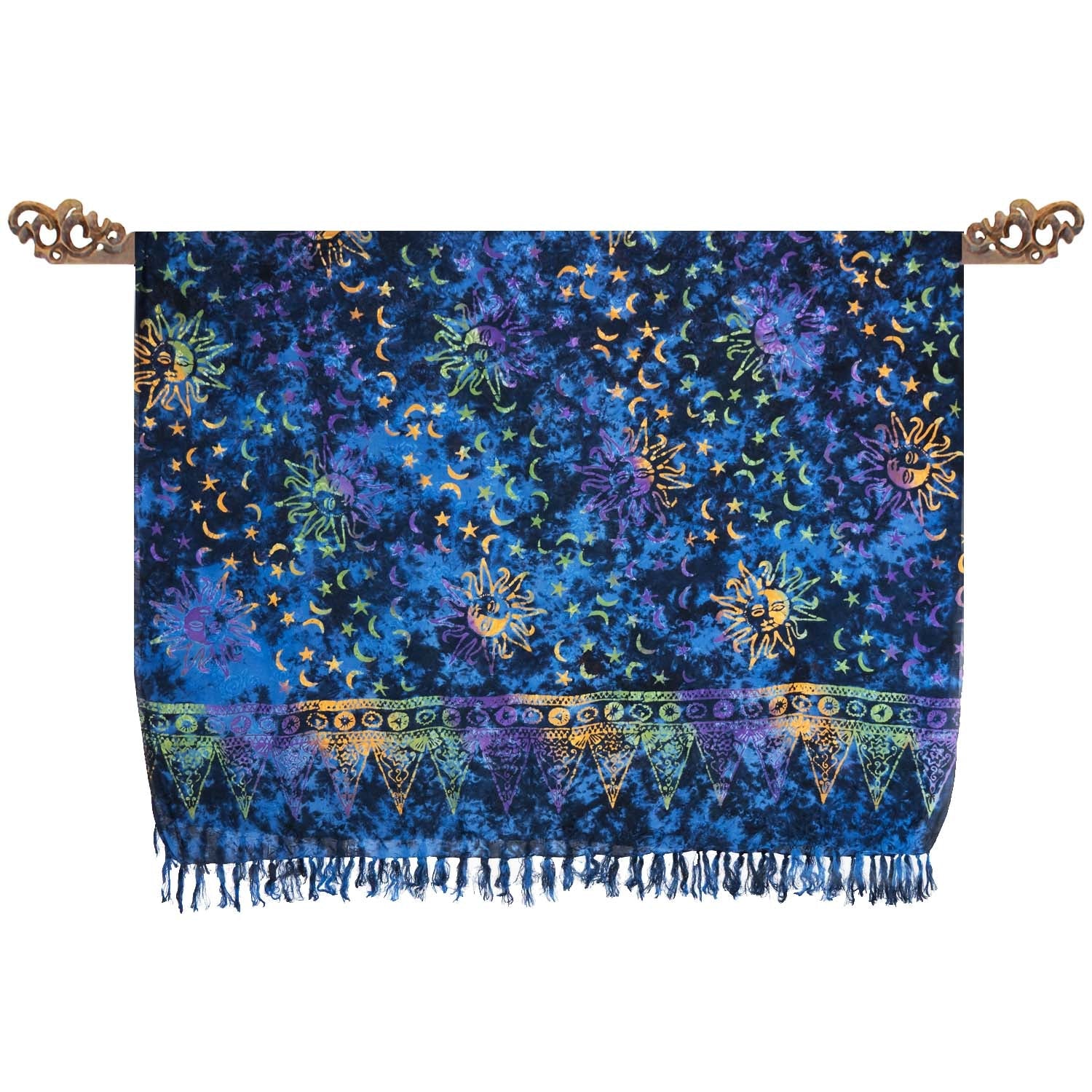 Paréo batik bleu soleil jacquard - Boutique Equinoxe