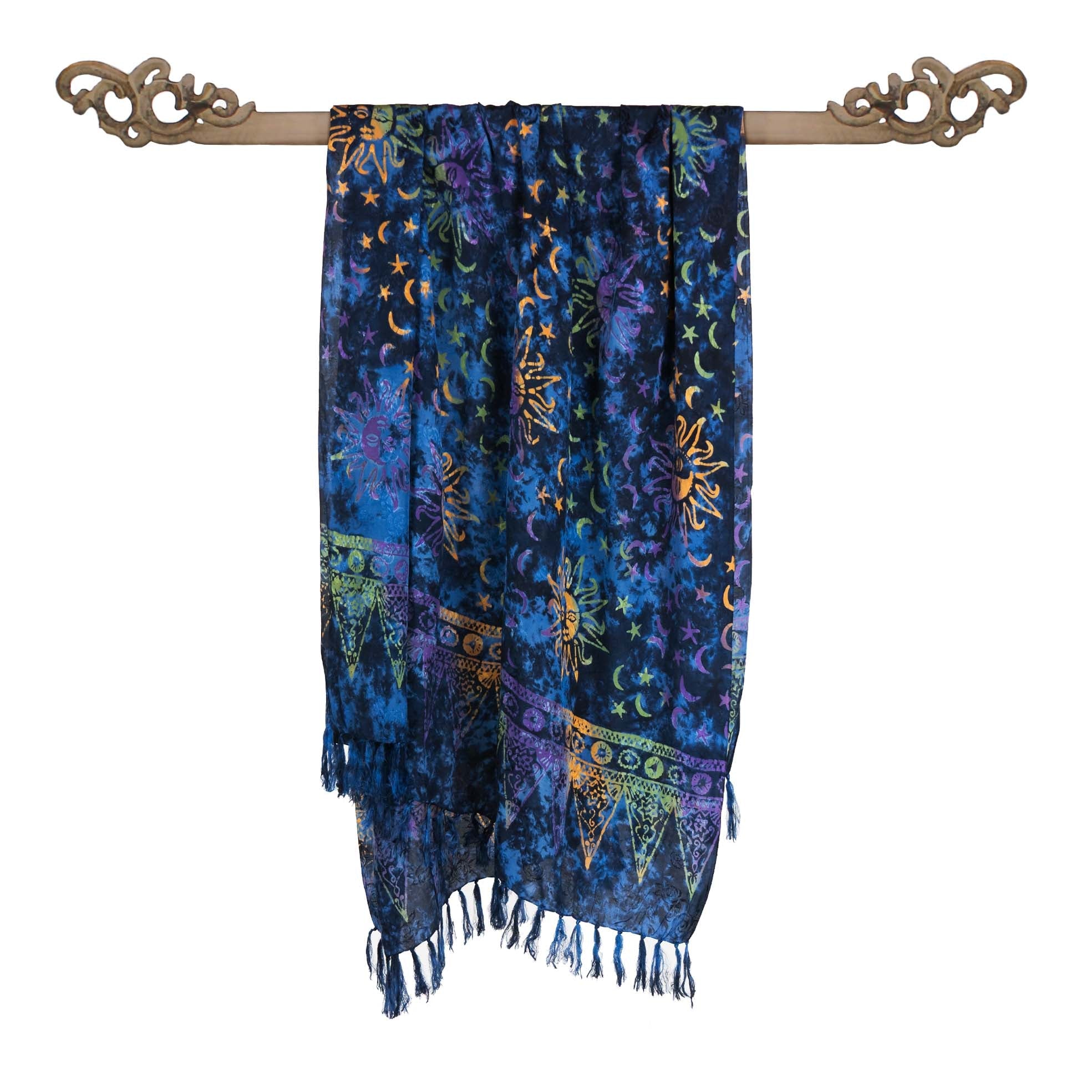 Paréo batik bleu soleil jacquard - Boutique Equinoxe