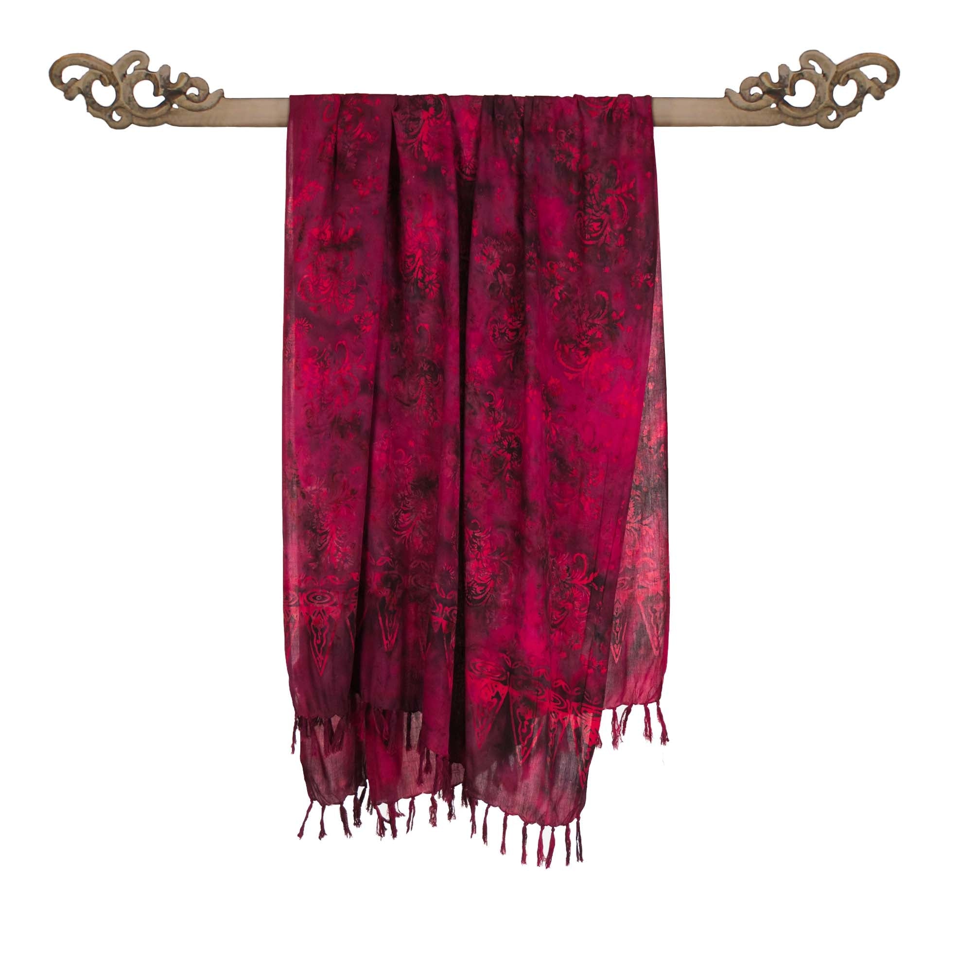 Paréo Batik fushia, rouge et violet - Boutique Equinoxe
