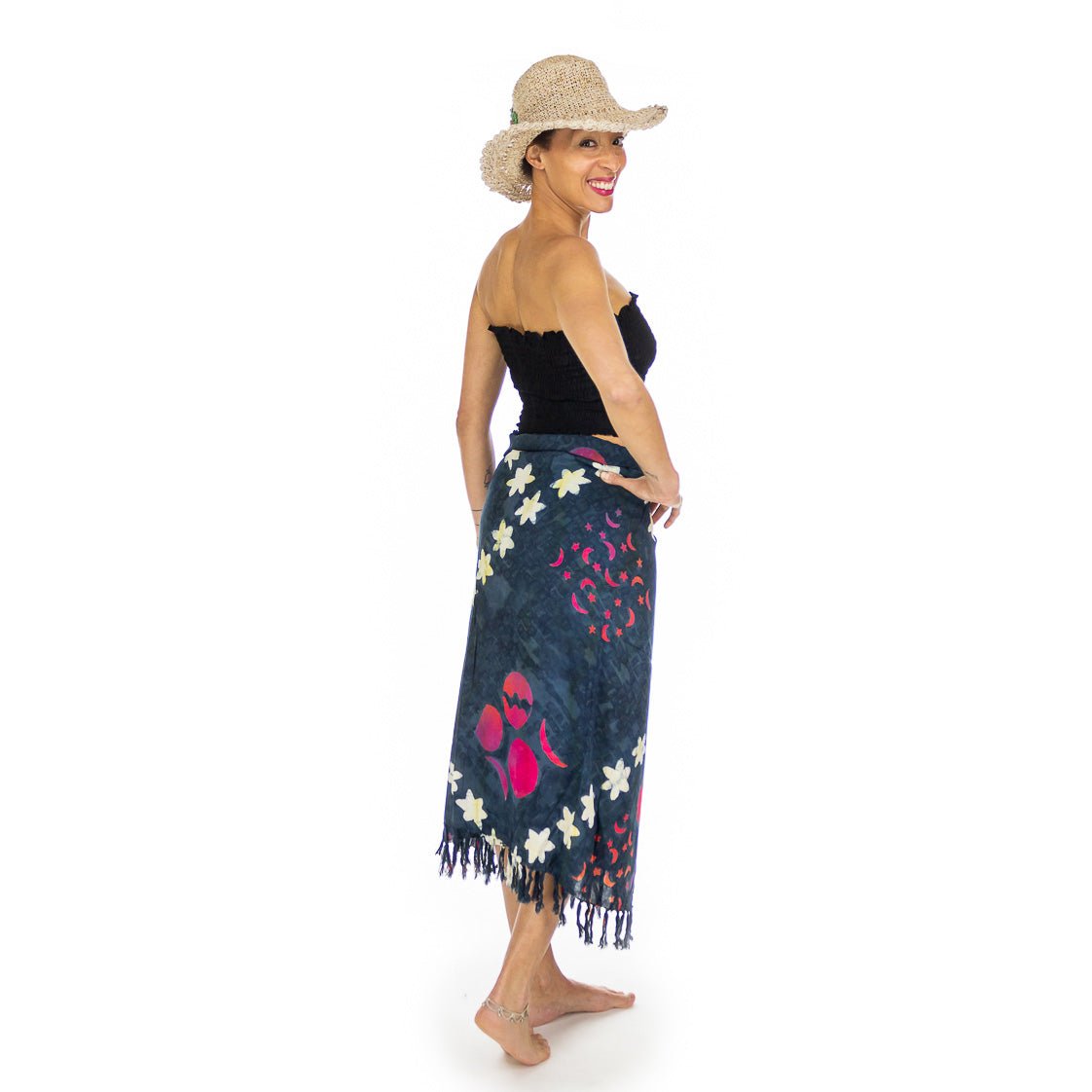 Paréo gris étoile en batik - Boutique Equinoxe