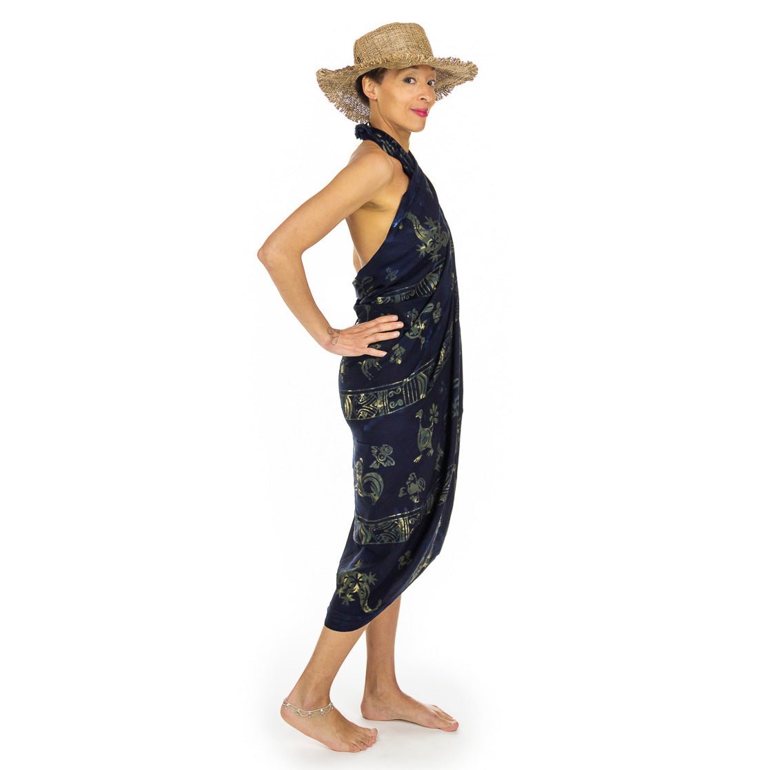 Paréo Ligne Animaux Marine en batik - Boutique Equinoxe