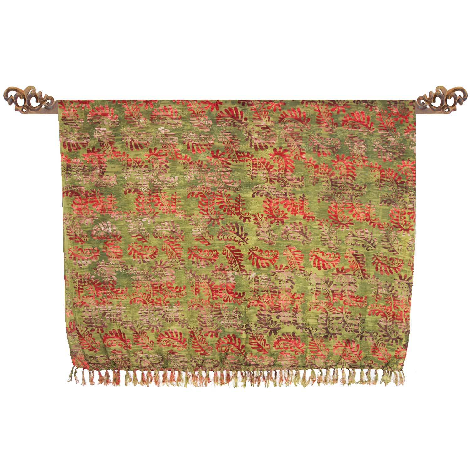 Paréo vert et rouille en batik - Boutique Equinoxe