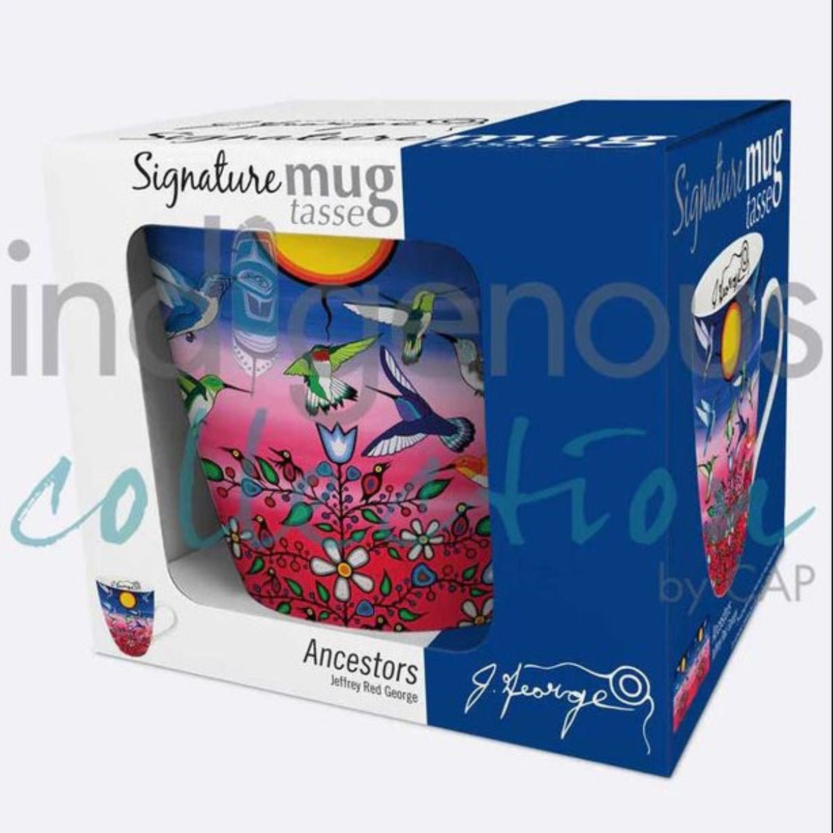 Tasse Ancêtres par Jeffrey Red George, art autochtone - Boutique Equinoxe