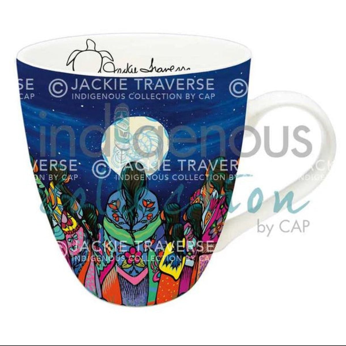 Tasse Cérémonie de Pleine Lune par Jackie Traverse, art autochtone - Boutique Equinoxe