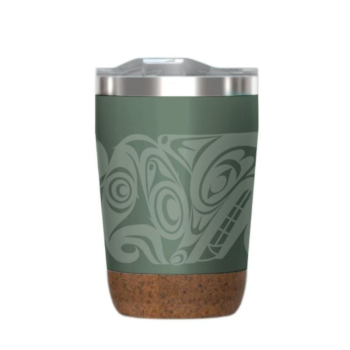 Tasse de voyage isolée, 12 oz, art autochtone, Loup Urbain par Maynard Johnny Jr - Boutique Equinoxe