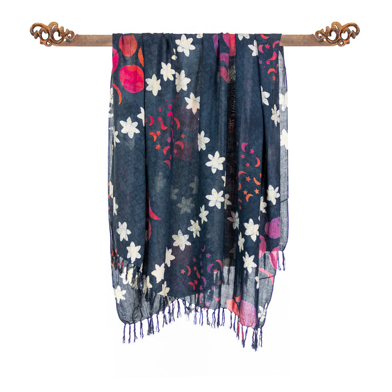Paréo gris étoile en batik.