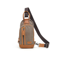 Sac à bandoulière "sling bag" en canevas de coton et cuir petit
