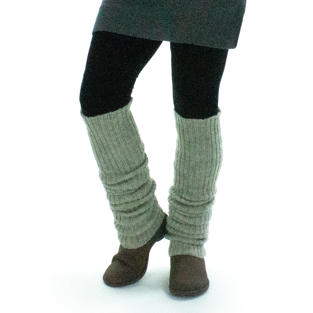 Knitted Long Leg Warmers for Women Warm Wool Alpaca Knee Length