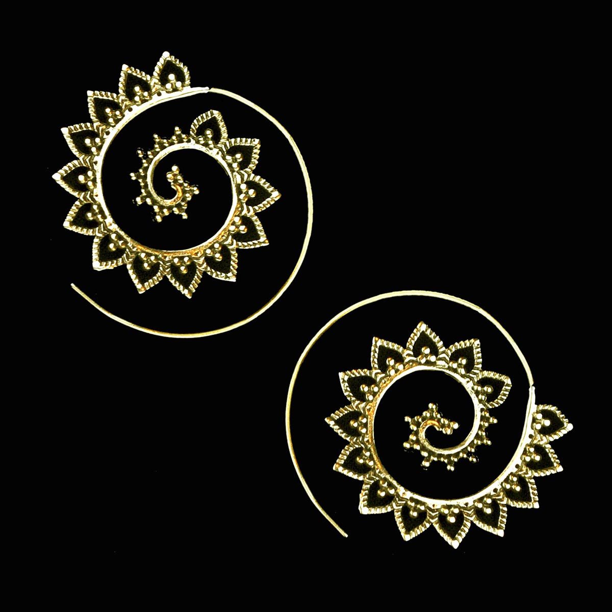 Boucle d'oreille boho spirale florale - Boutique Equinoxe