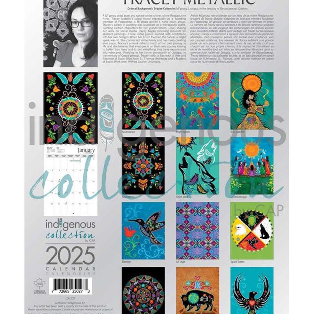 Calendrier 2025, peintures par Tracey Metallic, art autochtone - Boutique Equinoxe