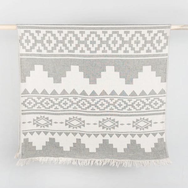 Châle / Serviette de bain turque, Atzi gris pâle - Boutique Equinoxe