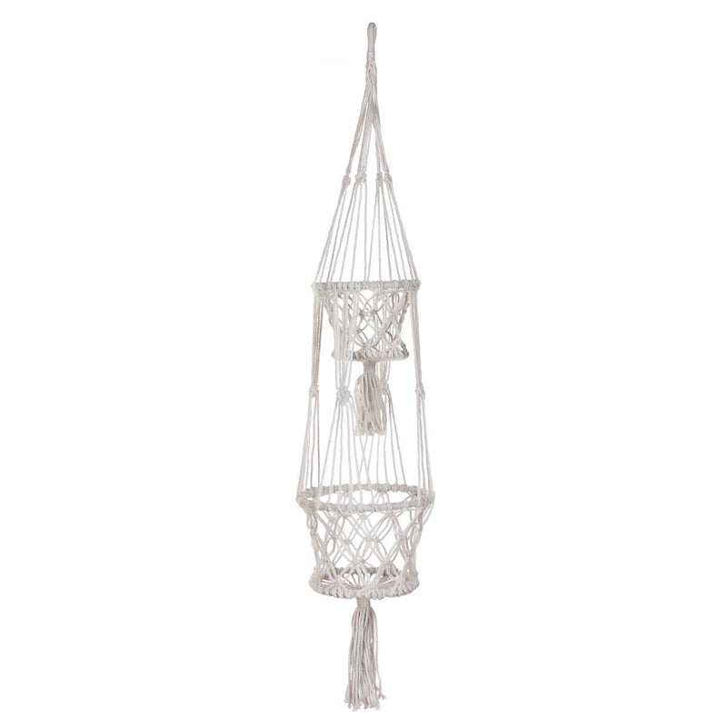 Jardinière en Macramé, Moyenne, Double En Coton - Boutique Equinoxe