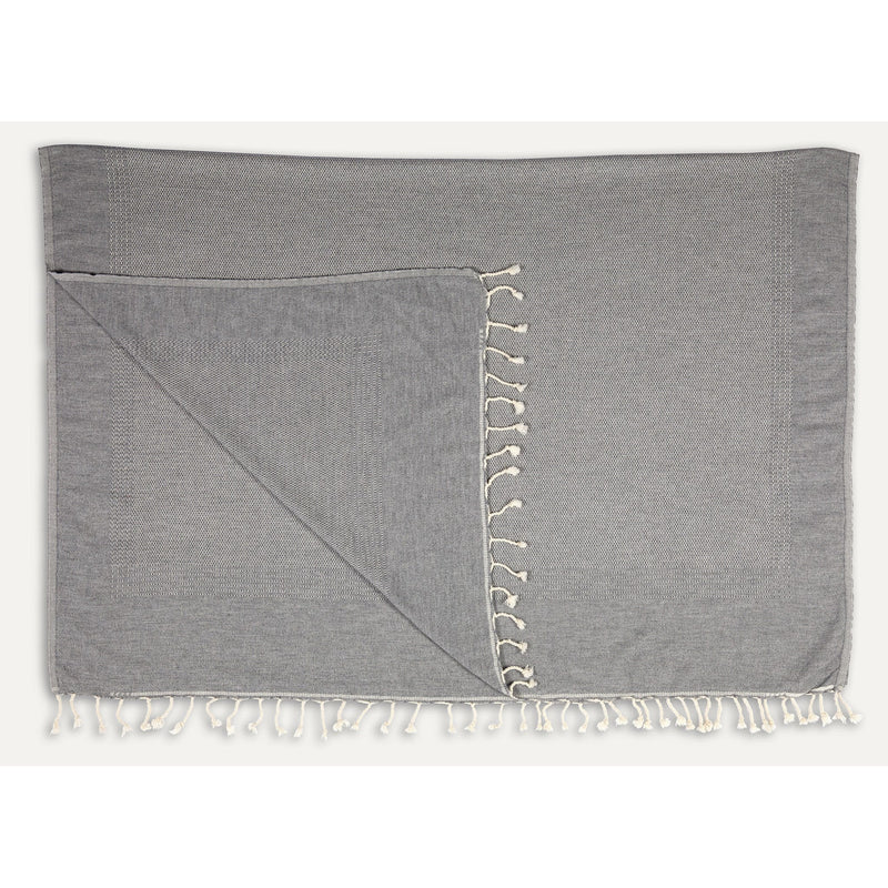 Jeté Staple, Coton & Laine, Cadet - Boutique Equinoxe