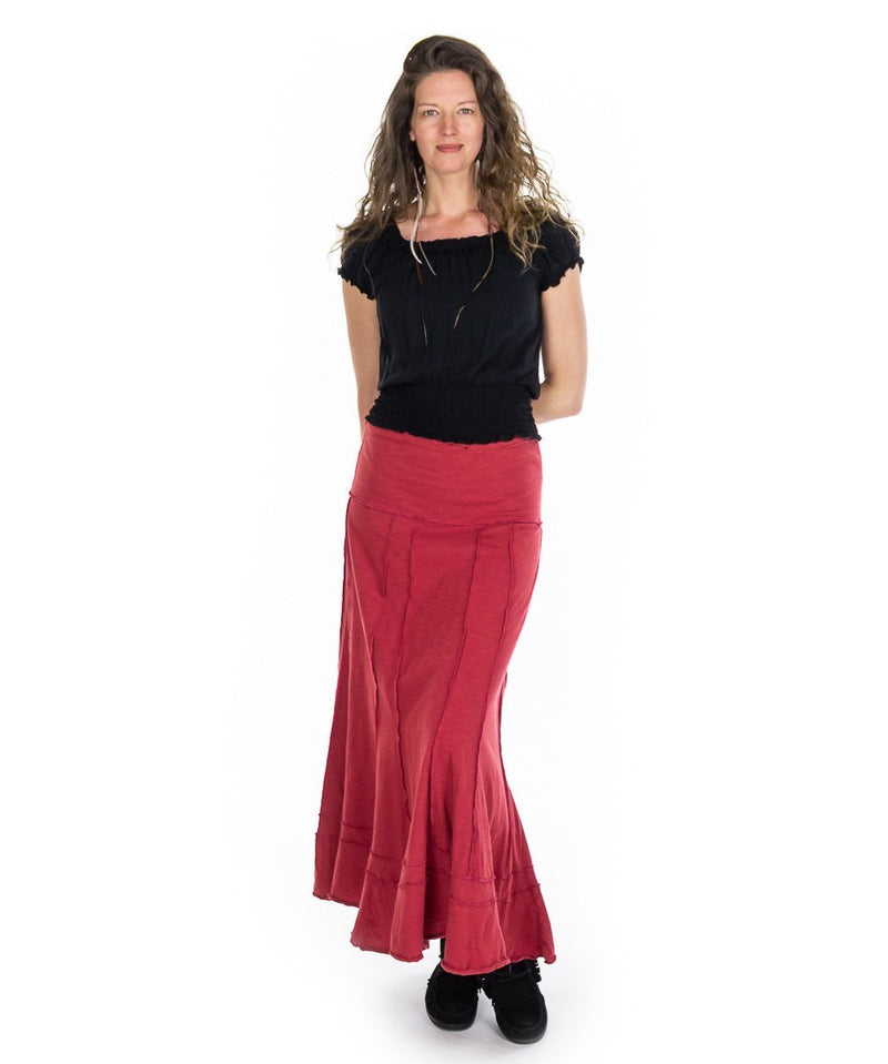 Jupe longue évasée en coton flammé - Boutique Equinoxe
