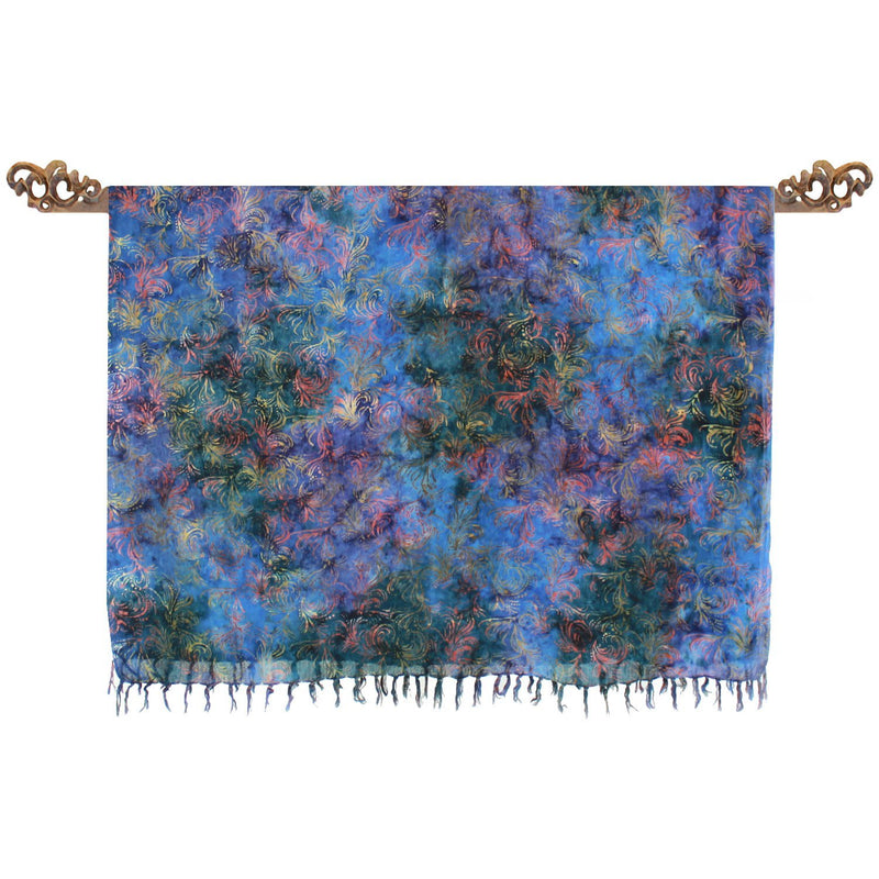 Paréo Bleu abstrait en batik - Boutique Equinoxe