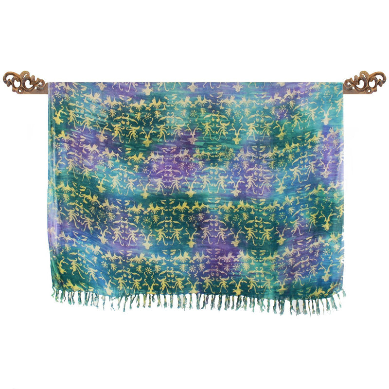 Paréo Joyeux bleu-Vert en batik - Boutique Equinoxe