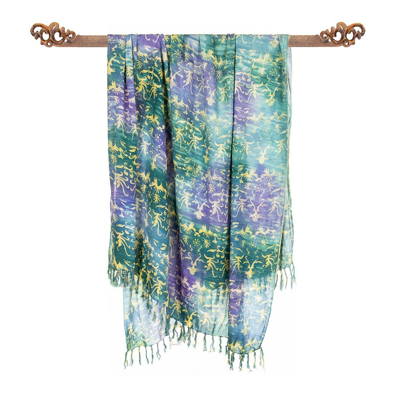 Paréo Joyeux bleu-Vert en batik - Boutique Equinoxe