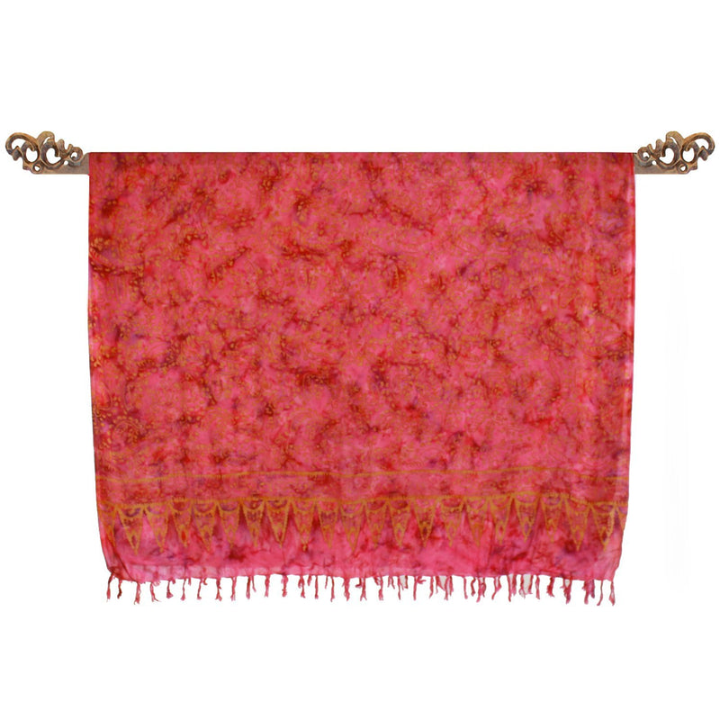 Paréo Rouge et doré Abstrait en batik - Boutique Equinoxe