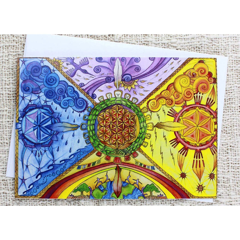 Quetzalcoatl et les 4 éléments, Carte de souhait - Boutique Equinoxe