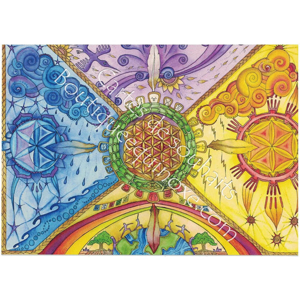 Quetzalcoatl et les 4 éléments, Carte de souhait - Boutique Equinoxe
