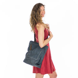 Sac à dos multifonction en coton/lin et cuir - Boutique Equinoxe