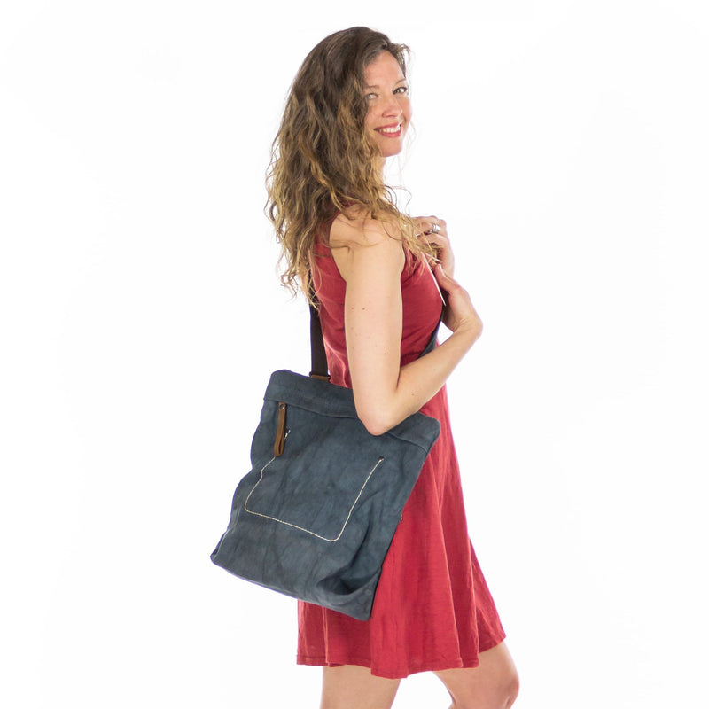 Sac à dos multifonction en coton/lin et cuir - Boutique Equinoxe